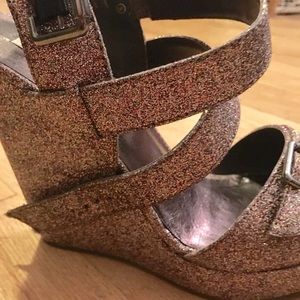 Glitter wedge heels